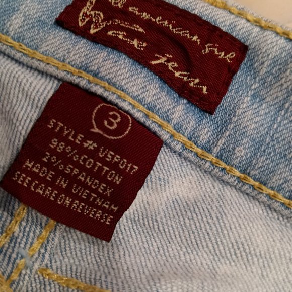 Capri jeans stonewash with pink trim size 3 - Picture 3 of 8